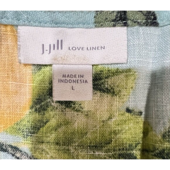 J. Jill LOVE LINEN dress with lemons sleeveless POPOVER SHIFT with pockets Large - Picture 10 of 12